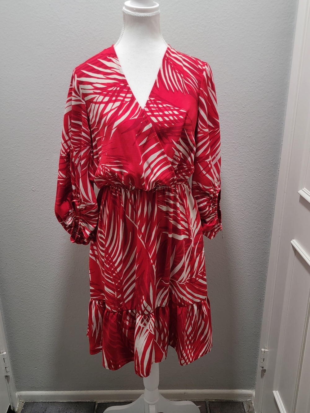 Joseph Ribkoff Red and White Midi Dress